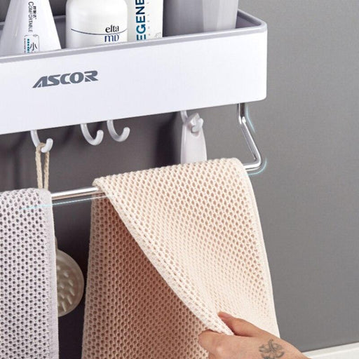 Sleek Bathroom Organizer Shelf with Towel Bar: Efficient and Stylish Storage Solution
