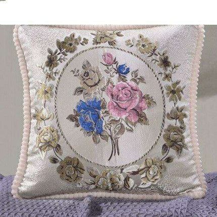 Elegant Handmade Beaded Jacquard Pillow Cover - Stylish Home Decor Accent 48x48cm