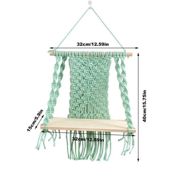 Bohemian Macrame Storage Shelf with Elegant Tassels - Handcrafted Decor for Stylish Spaces