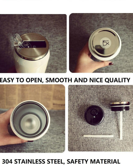 Stylish Stainless Steel Insulated Water Bottle with Colorful Straw - 350ml & 500ml Options