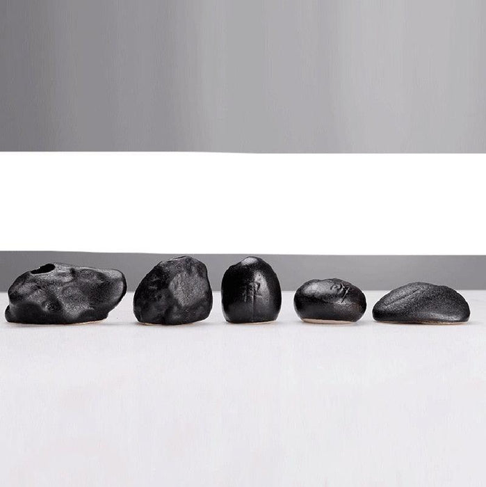 Zen-Inspired Black Stone Mini Vase for Elegant Home Decor