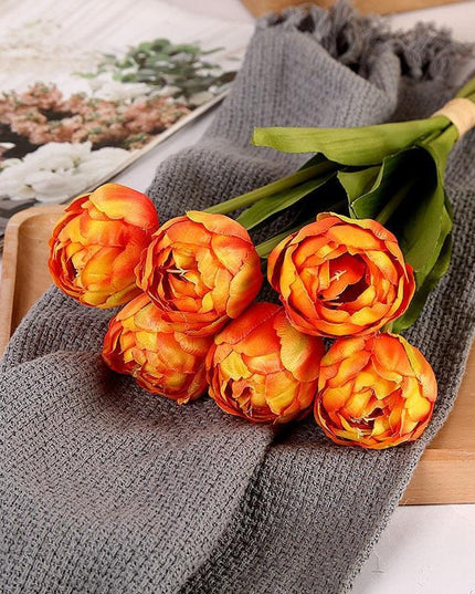 Luxurious 6-Piece Silk Tulip Flower Arrangement for Elegant Home Styling