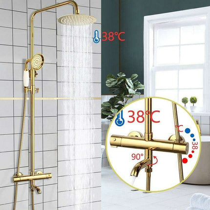 Luxurious Golden Opulence Brass Rainfall Shower Set