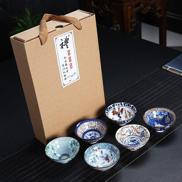 Elegant Blue and White Chinese Porcelain Tea Bowl Set - Perfect for Puer Tea