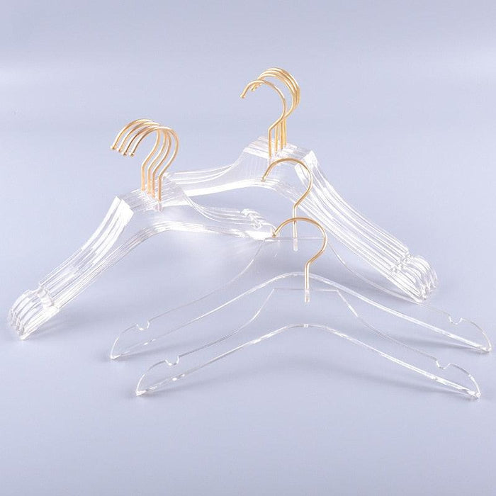 Chic Gold-Accented Clear Acrylic Hangers for Kids - Set of 5
