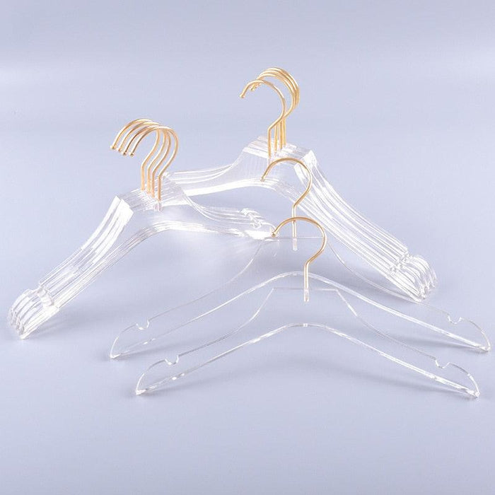 Elegant 5-Piece Acrylic Hangers with Gold Hooks for Kids' Shirts and Dresses