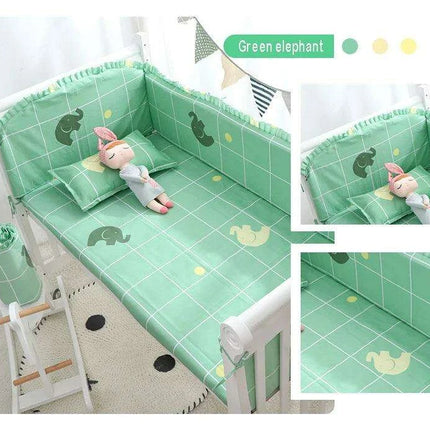 Breathable Cotton Baby Crib Bumper Pad Set - Protective 6-Piece Rail Guards