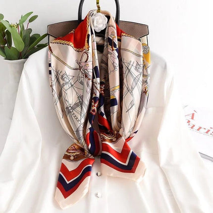 Elegant 90x90cm Silk-Feel Scarf for Women - Luxurious and Versatile Accessory