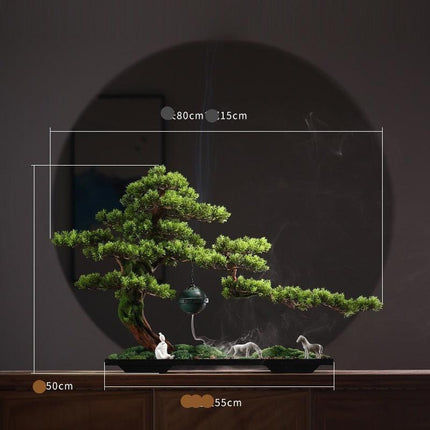 Serene Cascade Zen Garden Incense Fountain with Faux Vines