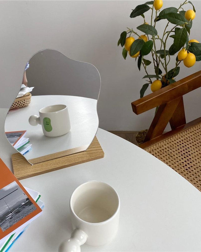 Modern Acrylic Vanity Mirror Set with Stylish Wooden Stand