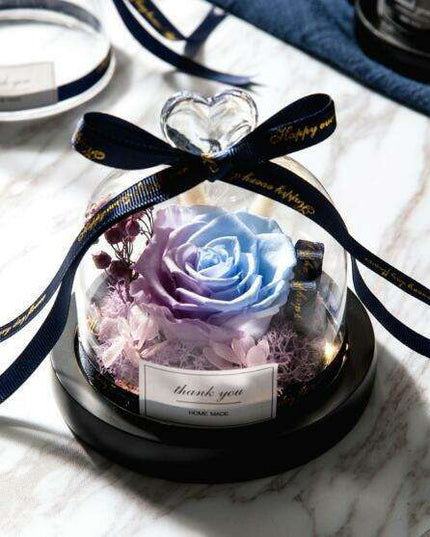 Enchanted Rose Glass Dome with Twinkling LED Lights