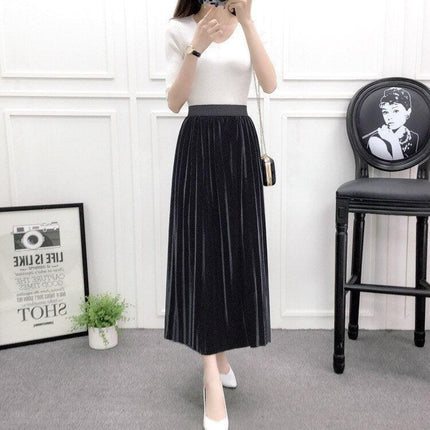 Chic Black Vintage A-Line Midi Skirt - Must-Have Winter Wardrobe Essential