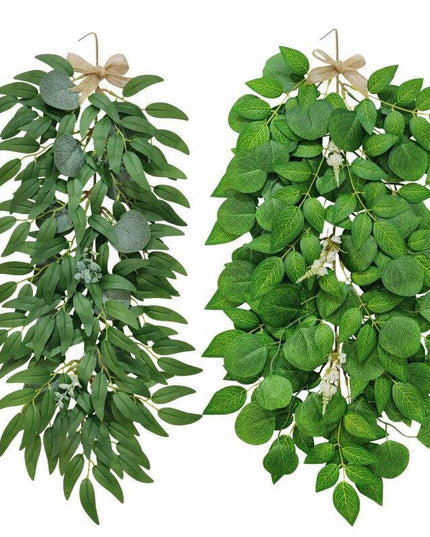 Botanical Elegance: Eucalyptus & Willow Leaf Rattan Wall Art