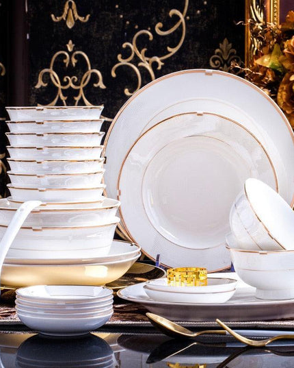 Elegant Oriental Porcelain 60-Piece Dining Set for Luxurious Table Settings