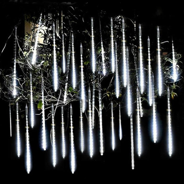 LED Meteor Shower Rain Lights with Snowfall Effect for Outdoor Christmas Tree Decoration