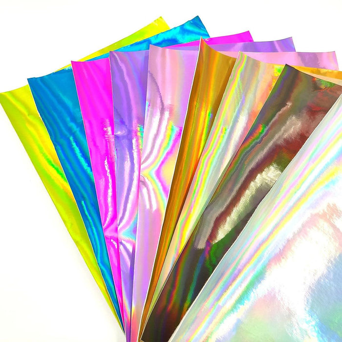 Iridescent Laser Holographic Faux Leather Crafting Material