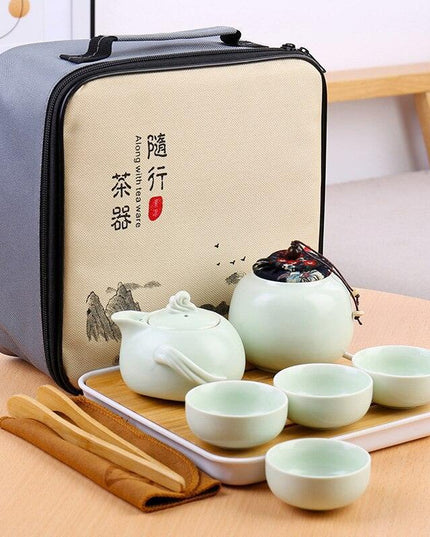 Elegant Handcrafted Ceramic and Metal Tea Ceremony Set with Decorative Tray - Essential for Tea Lovers
