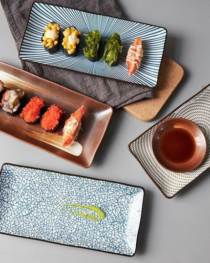 Stunning 9.8-Inch Rectangular Japanese Ceramic Sushi Platter