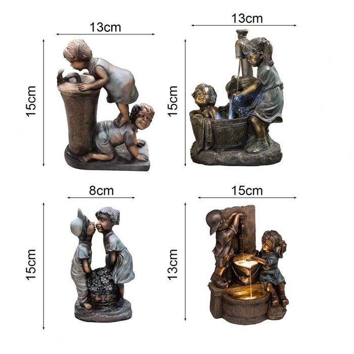Vintage Kids Resin Fountain Figurine for Outdoor Decor