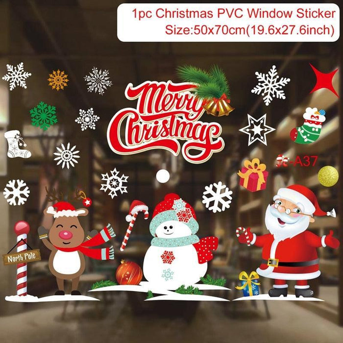 Festive Holiday Home Decoration Set: Christmas & New Year Wall and Window Stickers