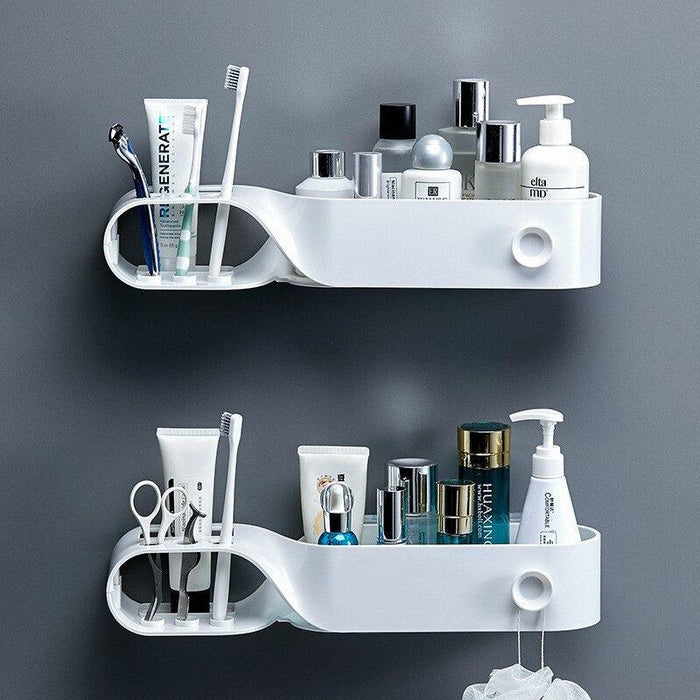 S-Shaped Wall-Mounted Bathroom Organizer with Waterproof Design
