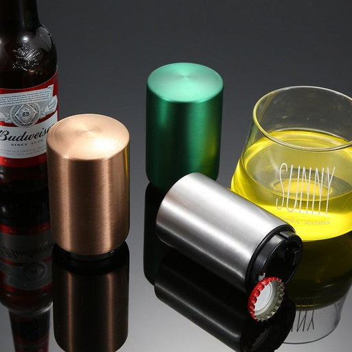 Beer Opener for Cola Soda Drinks Bottle Stainless Steel Magnet Automatic Cap Kichen Tool-Kitchen & Dining›Bar & Wine Tools›Corkscrews & Openers›Bottle Openers-Très Elite-Black-Très Elite