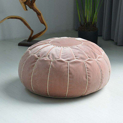Vibrant Embroidered Velvet Moroccan Pouf Ottoman - Cozy Chic Accent Piece