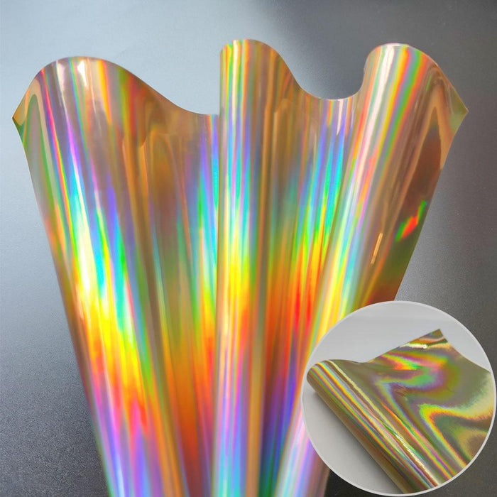 Iridescent Laser Holographic Faux Leather Crafting Material