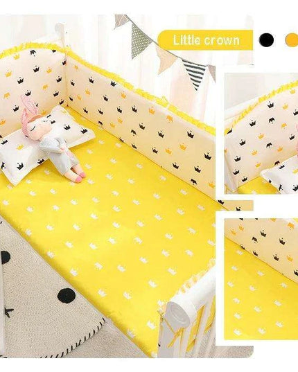 Breathable Cotton Baby Crib Bumper Pad Set - Protective 6-Piece Rail Guards