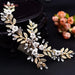 Elegant Indian Bridal Rhinestone Crown and Flower Hair Jewelry Set