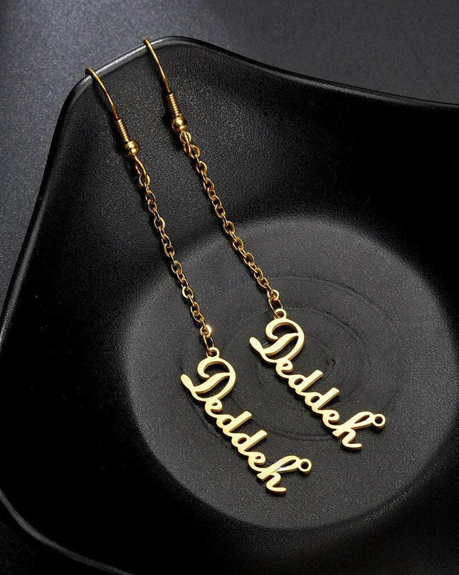 Personalized Stainless Steel Name Dangle Earrings - Elegant Custom Jewelry for Women