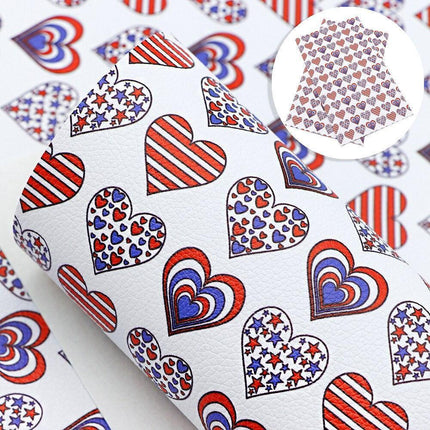 Patriotic Faux Leather Crafting Material - 20*33cm