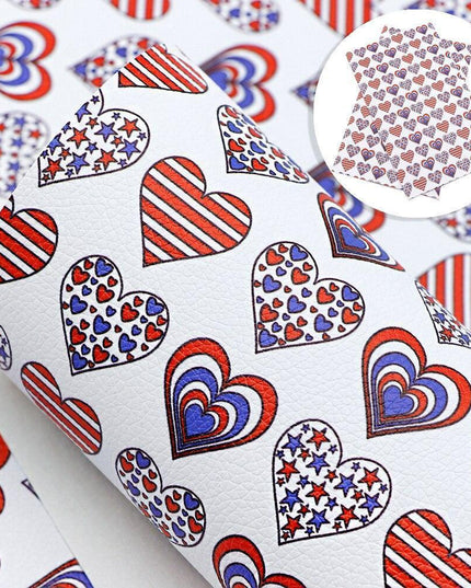Patriotic Faux Leather Crafting Material - 20*33cm