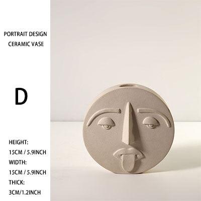 Nordic Face Mask Ceramic Vase for Modern Home Decor