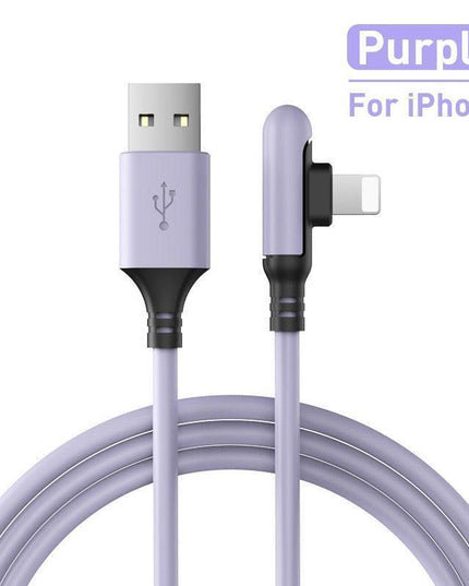 Ergonomic 90-Degree Liquid Silicone iPhone Rapid Charge Cable - Available in Multiple Lengths