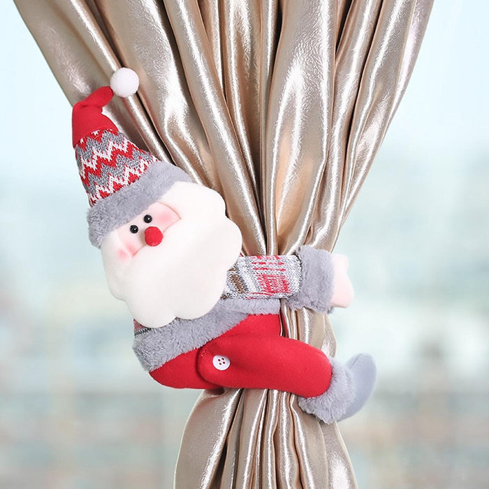 Joyful Santa Claus and Elk Festive Curtain Ornaments for Holiday Cheer