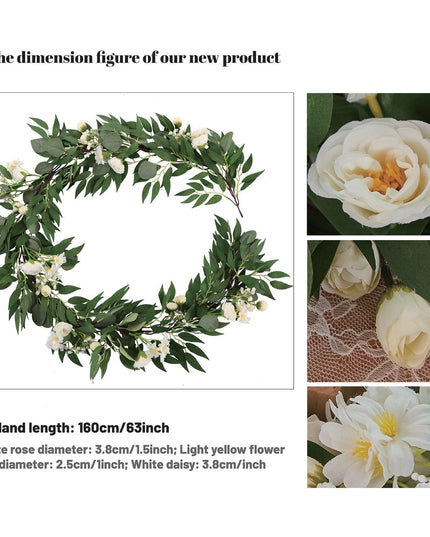 Chic Pink Rose and Eucalyptus Vine Garland - Ideal for Home and Event Decoration