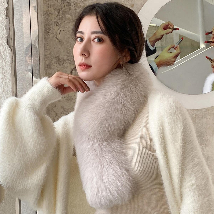 Opulent Fox Wool Scarf Collar - Embrace Winter Glamour with Genuine Fox Fur