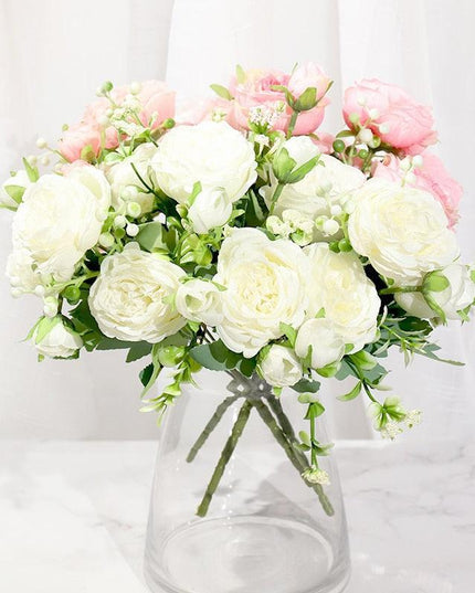 Stunning Lifelike Pink Peony Silk Floral Bouquet - Ideal for Weddings and Creative Projects