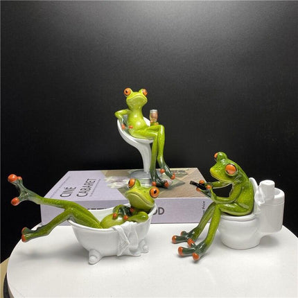 Whimsical Green Frog Resin Desk Ornament - Enchanting Home Decor