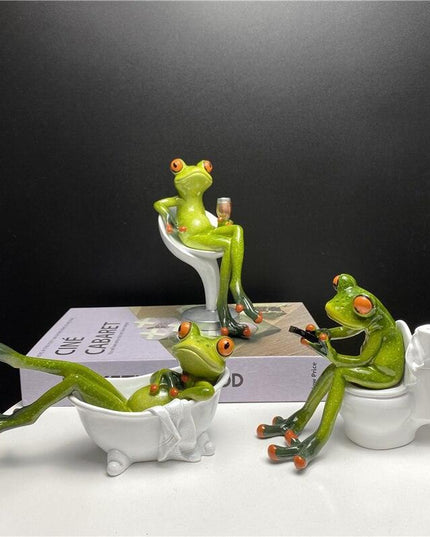 Whimsical Green Frog Resin Desk Ornament - Enchanting Home Decor