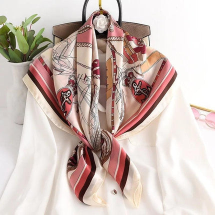 Elegant 90x90cm Silk-Feel Scarf for Women - Luxurious and Versatile Accessory