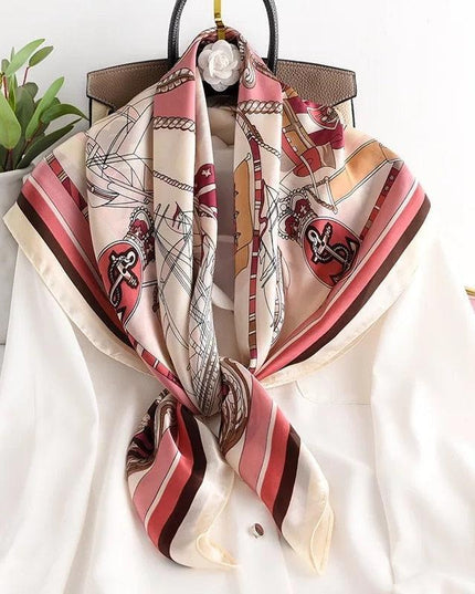 Elegant 90x90cm Silk-Feel Scarf for Women - Luxurious and Versatile Accessory