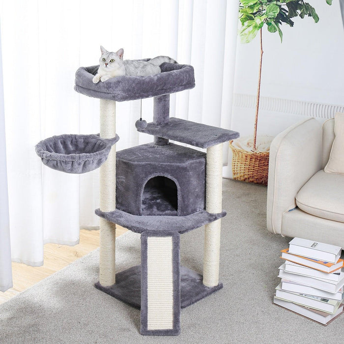 Luxurious Multi-Level Cat Tower: Stylish Oasis with Plush Beds and Sturdy Scratch Posts