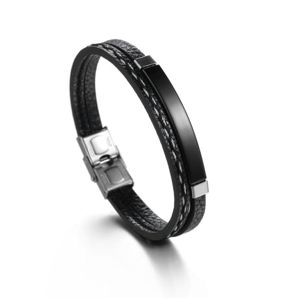 Customizable Premium Leather Name Engraved Bracelet - Elegant Wristband