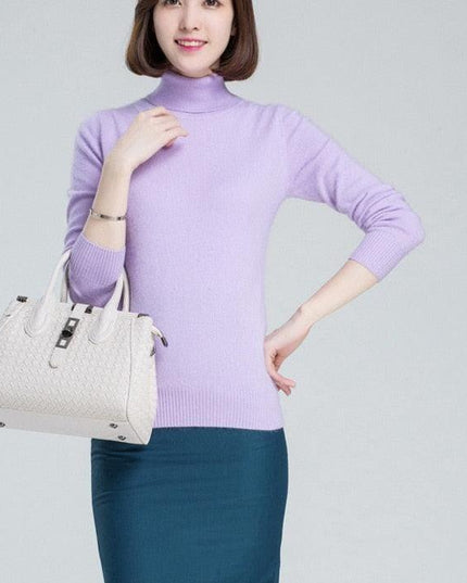 Sophisticated Winter Charm: Premium Cashmere & Wool Turtleneck Pullover for Women | Elegant Knit Sweater