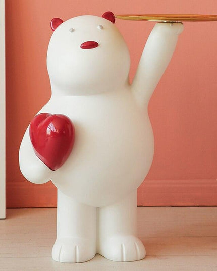 Whimsical White Bear Key Holder with Tray - A Stylish Addition to Your Home Decor