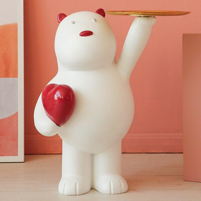 Whimsical White Bear Key Holder with Tray - A Stylish Addition to Your Home Decor