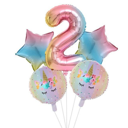Enchanted Unicorn Number Balloon Set for Joyful 1-4 Year Celebrations
