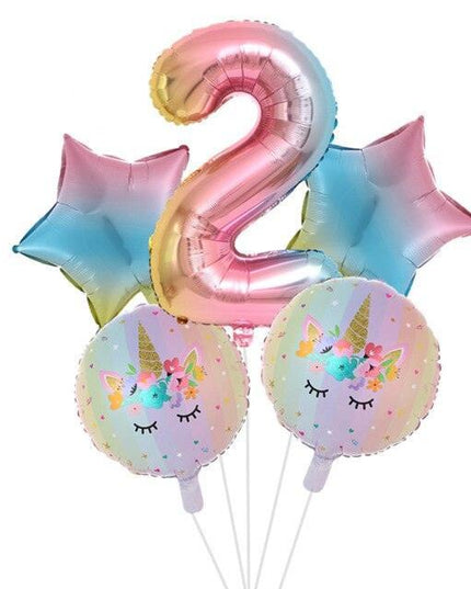 Enchanted Unicorn Number Balloon Set for Joyful 1-4 Year Celebrations